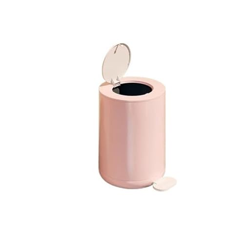 FAJNUZI2024 Mülleimer Fuß Handpresse Typ Mülleimer Haushalt Licht Luxus Badezimmer Toilette Küche Wohnzimmer mit Deckel Schlafzimmer große Kapazität Abfalleimer Papierkorb(Pink,Klein) von FAJNUZI2024