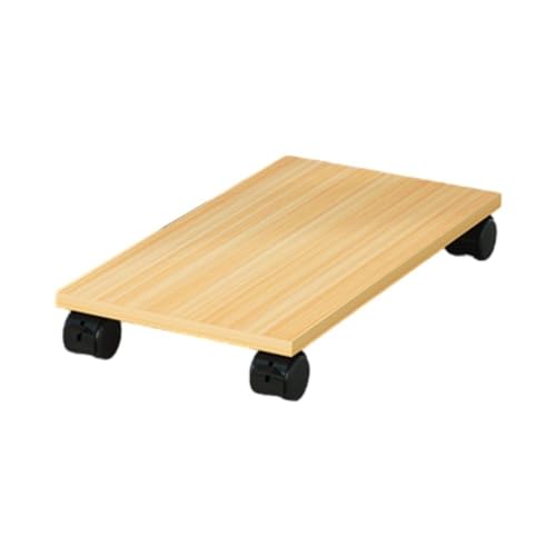 FAJNUZI2024 PC Halterung Mobiler CPU-Ständer, PC-Tower-Bodenständer aus Holz mit 4 Rädern, PC-Wagen unter dem Schreibtisch PC Tower Ständer(Natural) von FAJNUZI2024