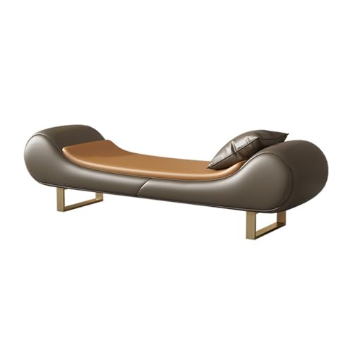 FAJNUZI2024 Schlafzimmerbank Leichter Luxus-Bett-Endhocker, Schlafzimmer-Chaiselongue, Bettbank, Wohnzimmer, kleines Sofa, Fußstütze, Schuhbank Bettbank(Dark Coffee) von FAJNUZI2024