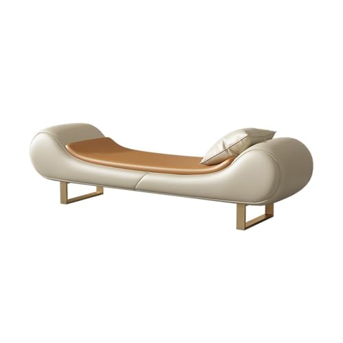 FAJNUZI2024 Schlafzimmerbank Leichter Luxus-Bett-Endhocker, Schlafzimmer-Chaiselongue, Bettbank, Wohnzimmer, kleines Sofa, Fußstütze, Schuhbank Bettbank(Off-White) von FAJNUZI2024