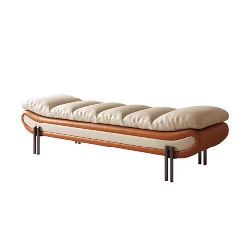 FAJNUZI2024 Schlafzimmerbank Leichter Luxus-Schlafzimmer-Nachttischhocker, Bett-Fußhocker, Kleiderhocker, Bettcouch, Freizeit, Kleiner Sofahocker, Schuhbank Bettbank(Orange,Groß) von FAJNUZI2024