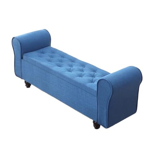 FAJNUZI2024 Schlafzimmerbank Multifunktionales Ende des Bettes, Schlafzimmer-Aufbewahrung, Nachttisch, Sofa-Hocker, Bekleidungsgeschäft-Aufbewahrung, Schuhbank Bettbank(Blue,Groß) von FAJNUZI2024