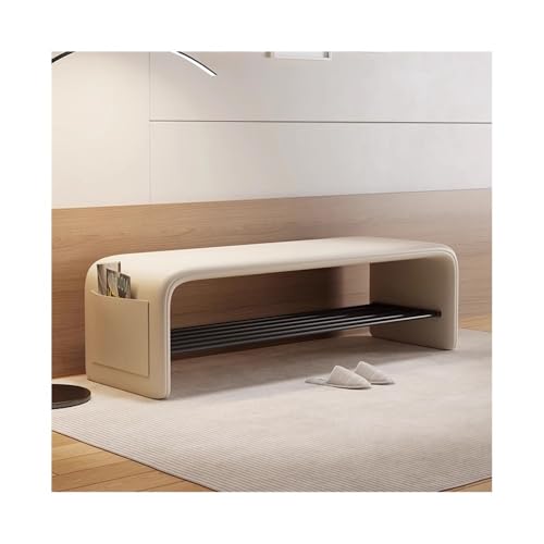 FAJNUZI2024 Schlafzimmerbank Türhocker for Wechseln der Schuhe, Schuhschrank, Aufbewahrung, Zweizweckhocker, Schlafzimmer, einfache Nachttischbank for Sitzen Bettbank(Beige White,Groß) von FAJNUZI2024