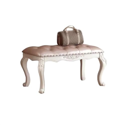 FAJNUZI2024 Schlafzimmerbank Vintage Europäische Schlafzimmer Nachttischbank Leder Licht Luxus Nachttisch Fußhocker Sofa Hocker Haushalt Schuhbank Bettbank von FAJNUZI2024