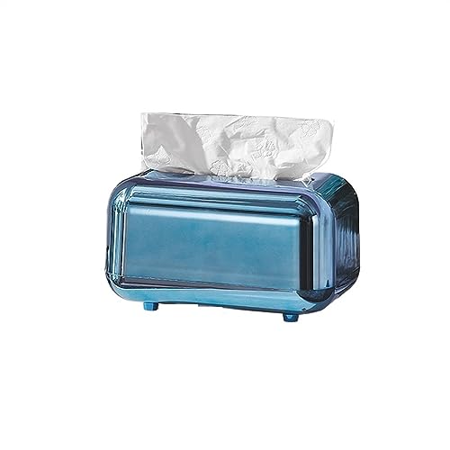 FAJNUZI2024 Taschentuchbox Luxus Gold Tissue Boxen Lagerung Serviette Halter Küche Tissue Box Papier Fall Organizer Ornament Desktop Tissue Halter Taschentuchspender(Blue) von FAJNUZI2024