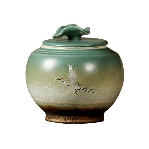 FAJNUZI2024 Teedose Jingdezhen Handbemalte Teedose mit Kranichmuster Hochwertige Teedosen aus Keramik, kleine versiegelte Kanister Vorratsbehälter Tee FAJNUZI2024 Teedose Jingdezhen Handbemalte Teedose mit Kranichmuster Hochwertige Teedosen aus Keramik, kleine versiegelte Kanister Vorratsbehälter Tee von FAJNUZI2024