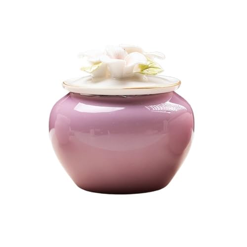 FAJNUZI2024 Teedose Keramik-Teedose mit Blumenmuster, versiegeltes Vorratsglas for den Haushalt, for Tee, Kaffeebohnen, Süßigkeiten usw. Vorratsbehälter Tee(Purple) von FAJNUZI2024