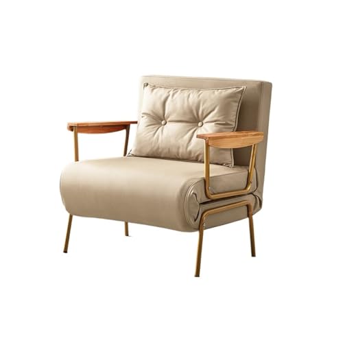 Klappbares Schlafsofa Umwandelbares Schlafsofa, verstellbare Couch mit , moderner Heim-Liegestuhl aus Kunstleder for Wohnzimmer/Heimbüro/Gästebetten/Wohnung/Loft im Obergeschoss(Beige,80cm) von FAJNUZI2024