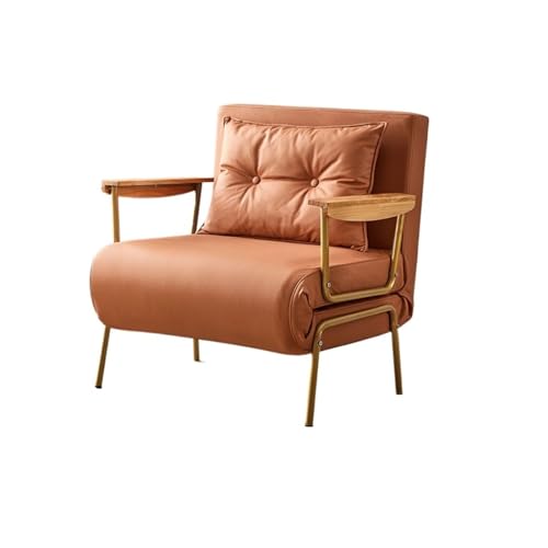 Klappbares Schlafsofa Umwandelbares Schlafsofa, verstellbare Couch mit , moderner Heim-Liegestuhl aus Kunstleder for Wohnzimmer/Heimbüro/Gästebetten/Wohnung/Loft im Obergeschoss(Orange,80cm) von FAJNUZI2024