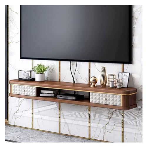 Lowboard Hängend Luxuriöser schwebender TV-Ständer aus Holz mit Aufbewahrungsschrank, TV-Ständer for Schlafzimmer und Wohnzimmer, moderner Fernsehständer, 47''/55''/63'' TV Schrank(Walnut,120x18x24cm) von FAJNUZI2024