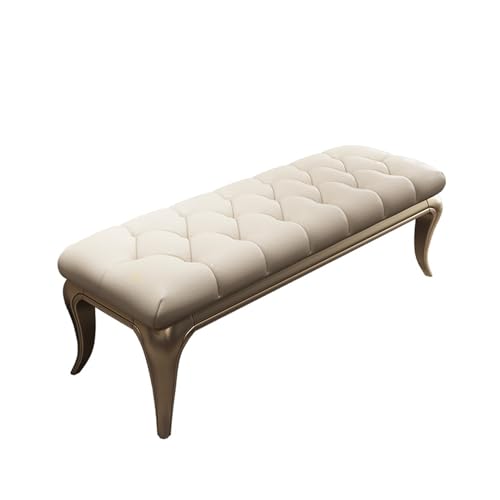Schlafzimmerbank Französische Vintage-Bank, mit Memory-Schaum gepolsterte Eingangsbank und Esszimmerstuhl, Lederbank am Bettende for Schlafzimmer, Wohnzimmer, Flur Bettbank(140*40*45cm) von FAJNUZI2024