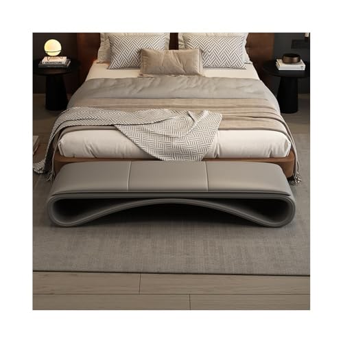 Schlafzimmerbank Nachttischhocker fürs Schlafzimmer, leichter luxuriöser Nachttisch, lange Bank, Design-Nachttischcouch, hochwertiger, einfacher, moderner Nachttischhocker Bettbank(Grigio) von FAJNUZI2024
