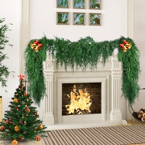 FAJUNZH Künstliche Weihnachtsgirlande mit Drachen-Wacholderblättern, festliche Urlaubsdekoration für TV-Schrank, Kamin, Innen- und Außenbereich, Winterfeier, handgefertigte Weihnachtsgirlande, 1 Stück FAJUNZH Künstliche Weihnachtsgirlande mit Drachen-Wacholderblättern, festliche Urlaubsdekoration für TV-Schrank, Kamin, Innen- und Außenbereich, Winterfeier, handgefertigte Weihnachtsgirlande, 1 Stück von FAJUNZH