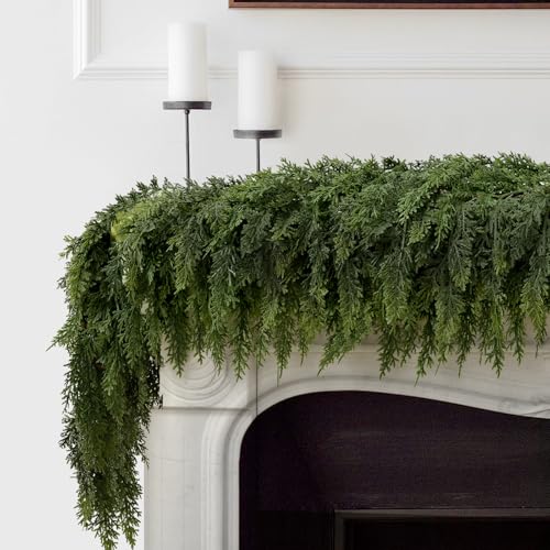 Weihnachtsgirlande aus Zedernholz mit 240 Kiefernspitzen, realistische künstliche Girlande für Kamin, Tisch, Kaminsims, Wand, Innen- und Außenbereich, Winterurlaub, Heimdekorationen, 2 Stück Weihnachtsgirlande aus Zedernholz mit 240 Kiefernspitzen, realistische künstliche Girlande für Kamin, Tisch, Kaminsims, Wand, Innen- und Außenbereich, Winterurlaub, Heimdekorationen, 2 Stück von FAJUNZH