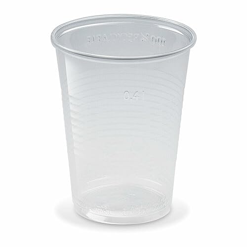 FALAMBI 50 Stk. Trinkbecher transparent klar 0,4 l, 400 ml mit Füllstich Schaumrand PP von FALAMBI