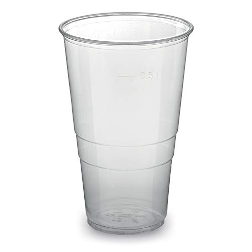 FALAMBI 500 Stk. Trinkbecher transparent klar mit Eichstrich Pint 0,5 l, 500 ml, PP von FALAMBI