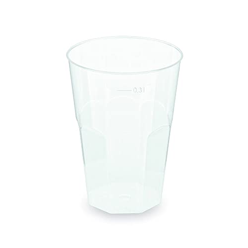 FALAMBI 30 Stk. Mehrwegbecher Cocktail transparent PP Eichstrich 0,3 l Ø 8 cm von FALAMBI