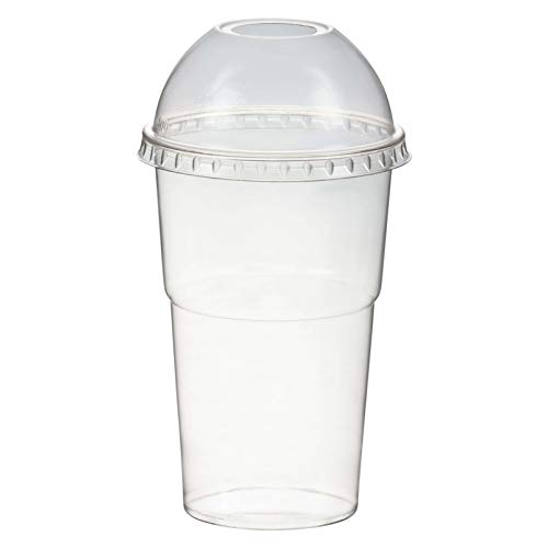 FALAMBI 300 Stk. Smoothiesbecher + Domdeckel mit Öffnung 250 ml, Ø 78mm, PET, glasklar von FALAMBI