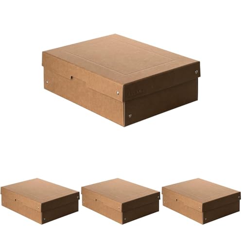 FALKEN Original PureBox Nature. Made in Germany. 100 mm hoch DIN A4. Aufbewahrungsbox mit Deckel aus stabilem Karton Vegan Geschenkbox Transportbox Schachtel Allzweckbox (Packung mit 4) von FALKEN