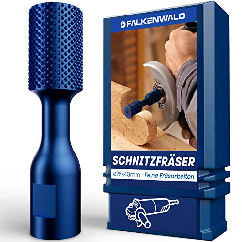 FALKENWALD® Zylinderfräser Holz 25mm Fein - Winkelschleifer Zubehör für Holzbearbeitung - Frässcheibe für Winkelschleifer Holz - Fräsbohrer Holz Fräser - Zylinder Raspel Holz von FALKENWALD
