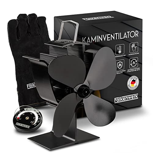 FALKENWERK Ofenventilator ohne Strom - Leiser Kaminventilator mit 4 Blättern - Effizienter & Wärmebetriebener Ventilator für Kaminofen - Ofen Ventilator zur Wärmeverteilung FALKENWERK Ofenventilator ohne Strom - Leiser Kaminventilator mit 4 Blättern - Effizienter & Wärmebetriebener Ventilator für Kaminofen - Ofen Ventilator zur Wärmeverteilung von FALKENWERK