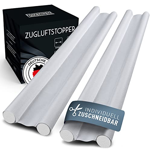 FALKENWERK Zugluftstopper für Türen [2er Set] - Zuschneidbare Türdichtung 90 cm - Heizkosten sparender Tür Zugluftstopper - Doppelseitige Türdichtung unten - Tür Dichtung mit idealer Passform - Weiß von FALKENWERK