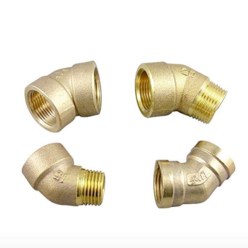 FALKIN 1/8" 1/4" 3/8" 1/2" 3/4" 1" 1-1/4" 1-1/2" 2" BSP männlich weiblich Messing 45 Grad Winkelstück Rohrverschraubung Kupplung Anschluss Wasser Gas Öl (Color : Equal Male BSP, Size : 45 DEGRE ELBO von FALKIN