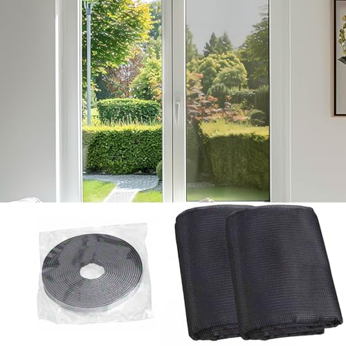 FALLENHELD Fliegengitter für Fenster 130x150 cm in Schwarz I Insektenschutz mit selbstklebendem Klettband I einfache Montage ohne Bohren von FALLENHELD