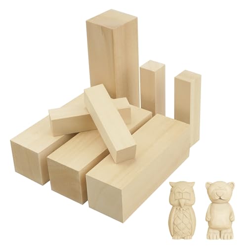 FALSKT 8 Stück Holzblöcke zum Schnitzen 2 Größen Schnitzholz Linde Lindenholz Zum Schnitzen Linde Basswood zum Holzschnitzen Holzblock Schnitzset Balsa Holzblöcke für Kinder Erwachsene DIY von FALSKT