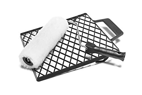 FAMA Farbroller Set | 2-teilig | Vorteilspack 2 Stk. | Inkl. 250 mm Vestanwalze mit Bügel & Abstreifgitter | 18 mm Florhöhe von FAMA Fachbedarf für Malerwerkzeuge