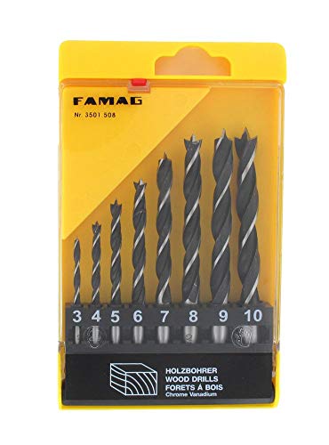 FAMAG 3501 Holzspiralbohrer-Satz CV 8-teilig in Kunststoff Box Ø 3,4,5,6,7,8,9,10mm - 3501805 von FAMAG