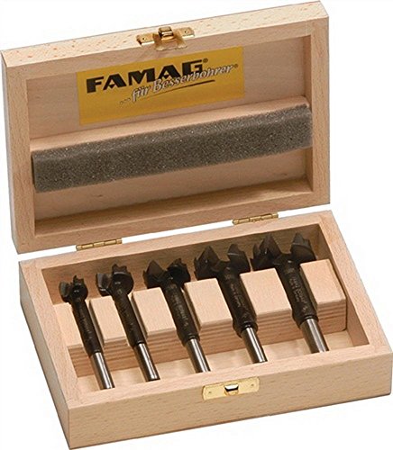 FAMAG 5-teiliger Bormax Hartmetall-Forstnerbohrersatz D=15,20,25,30,35mm im Holzkasten von FAMAG