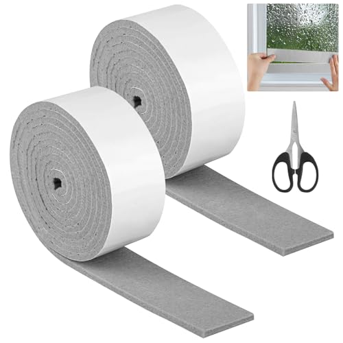 2 Rollen Filzgleiter Selbstklebend, 2m x 4cm Möbelpads Rolle mit Schere, 0,4cm Dick Filzstreifen Klebefilz für Fenster, Anti Kondensationsstreifen, Hartholzböden zur Vermeidung von Kratzern von FAMCUCHE