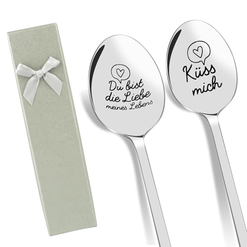 2 Stück Liebeslöffel, Kaffeelöffel Edelstahl mit Geschenkbox, Beste Freundin Geschenke, 19cm Löffel Personalisiert Ostergeschenke Frauen, Löffel mit Gravur, Ostergeschenke für Erwachsene 2 Stück Liebeslöffel, Kaffeelöffel Edelstahl mit Geschenkbox, Beste Freundin Geschenke, 19cm Löffel Personalisiert Ostergeschenke Frauen, Löffel mit Gravur, Ostergeschenke für Erwachsene von FAMCUCHE
