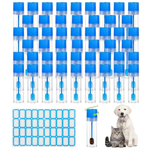 50 Stück Stuhlprobenröhrchen, 15ml KotprobenröHrchen mit Löffel und Etikettenaufkleber, Gute Abdichtung Kotprobenröhrchen Hund und Katzen, Stuhlprobe Probenröhrchen für Haustiere zum Testen von FAMCUCHE