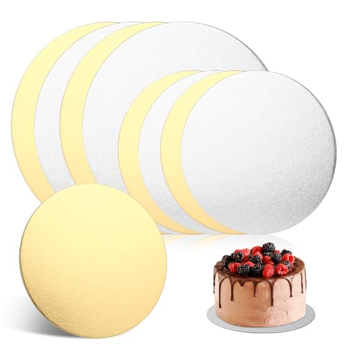 8 Stück Tortenunterlage Rund, Wiederverwendbar Cake Board Ø 20 cm/Ø 15 cm, Gold&Silber 2 mm Dick Tortenunterlage, Wasserdicht Und ölfest Pappe Torten Unterplatten Für Transport Kuchen Und Torten 8 Stück Tortenunterlage Rund, Wiederverwendbar Cake Board Ø 20 cm/Ø 15 cm, Gold&Silber 2 mm Dick Tortenunterlage, Wasserdicht Und ölfest Pappe Torten Unterplatten Für Transport Kuchen Und Torten von FAMCUCHE