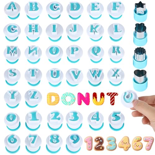 Buchstaben Ausstecher für Fondant, 40 Stück Ausstechformen Buchstaben Set, Wiederverwendbar Keksausstecher, Cookie Cutter für Zucker Kekse Torten Backzubehör von FAMCUCHE