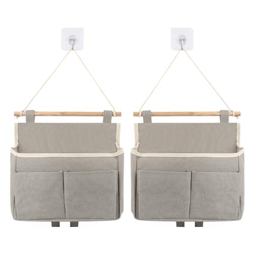 FAMCUCHE 2 Stück Hängeorganizer, Hohe Kapazität Hängeaufbewahrung Tür Organizer Hängeorganizer Bad mit 2 Haken, Faltbares Leinen Wand Organizer Hängend für Zuhause, Büro, Schlafsaal, Bad von FAMCUCHE
