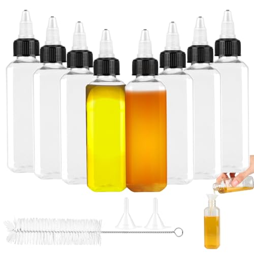 FAMCUCHE 8 Stück 100ml Quetschflasche, Squeeze Flasche Mit Spitzenkappe, Dosierflasche Kein Leck Ölflasche Squeeze Bottle, Saucenflasche Für Dressings Öl Soja Sauce Essig von FAMCUCHE