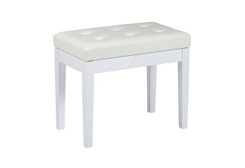 FAME Klavierbank (PB-15C WHP Klavierbank Hochglanz Weiß Gepolsterte Sitzfläche Kunstleder-Bezug mit Notenfach, Sitzbänke, Klavierbänke), Klavierbank, Hochglanz Weiß, Gepolsterte Sitzfläche von FAME