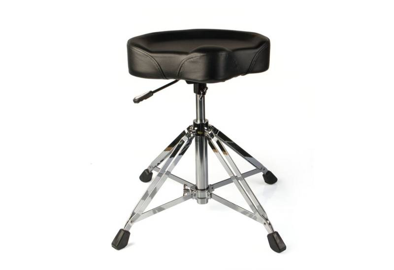 FAME Schlagzeughocker (D9006 Drumhocker Profi Sattel-Design Kunstlederbezug Hydraulische Höhenverstellung 47-66cm Doppelstrebig Vier Beine Verchromtes Finish Zusammenfaltbar, Hardware, Drumhocker), Drumhocker, Profi Sattel-Design, hydraulische Höhenverstellung von FAME