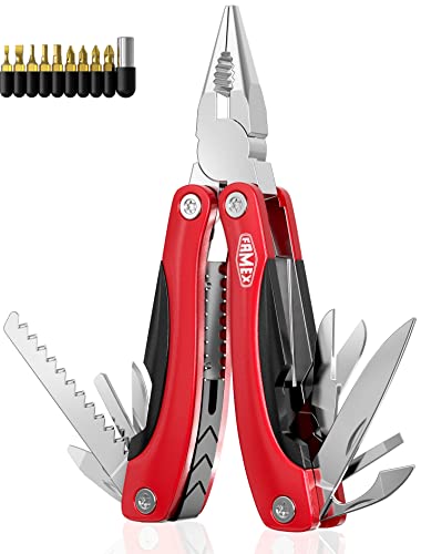 FAMEX 14006 Multitool Multifunktionswerkzeug | für Fahrrad Camping Outdoor Geschenk | Mit tragbarer Tasche und Schraub-Bits aus Chrom Vanadium Stahl von FAMEX