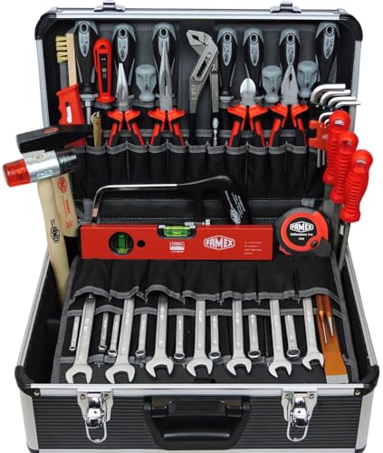 FAMEX 440-93 Werkzeugkoffer gefüllt mit Top Werkzeug Set - ERWEITERBAR - Werkzeugkasten in Profi Qualität von FAMEX