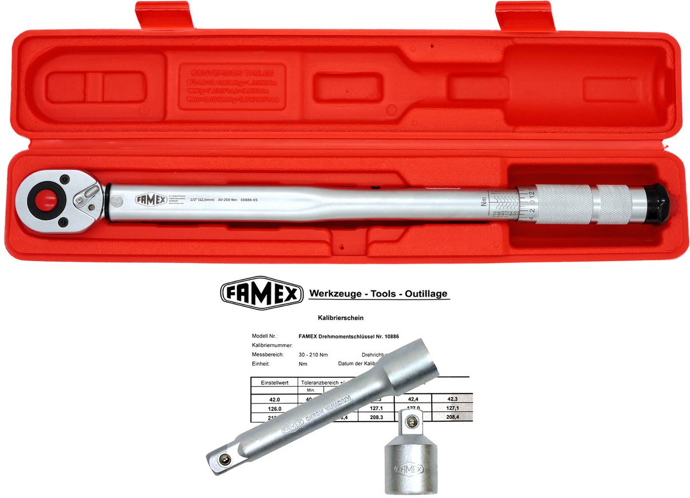 FAMEX Drehmomentschlüssel Drehmoment-Schlüssel-Set 3-tlg. (3 St), (3-tlg)30-210 Nm von FAMEX