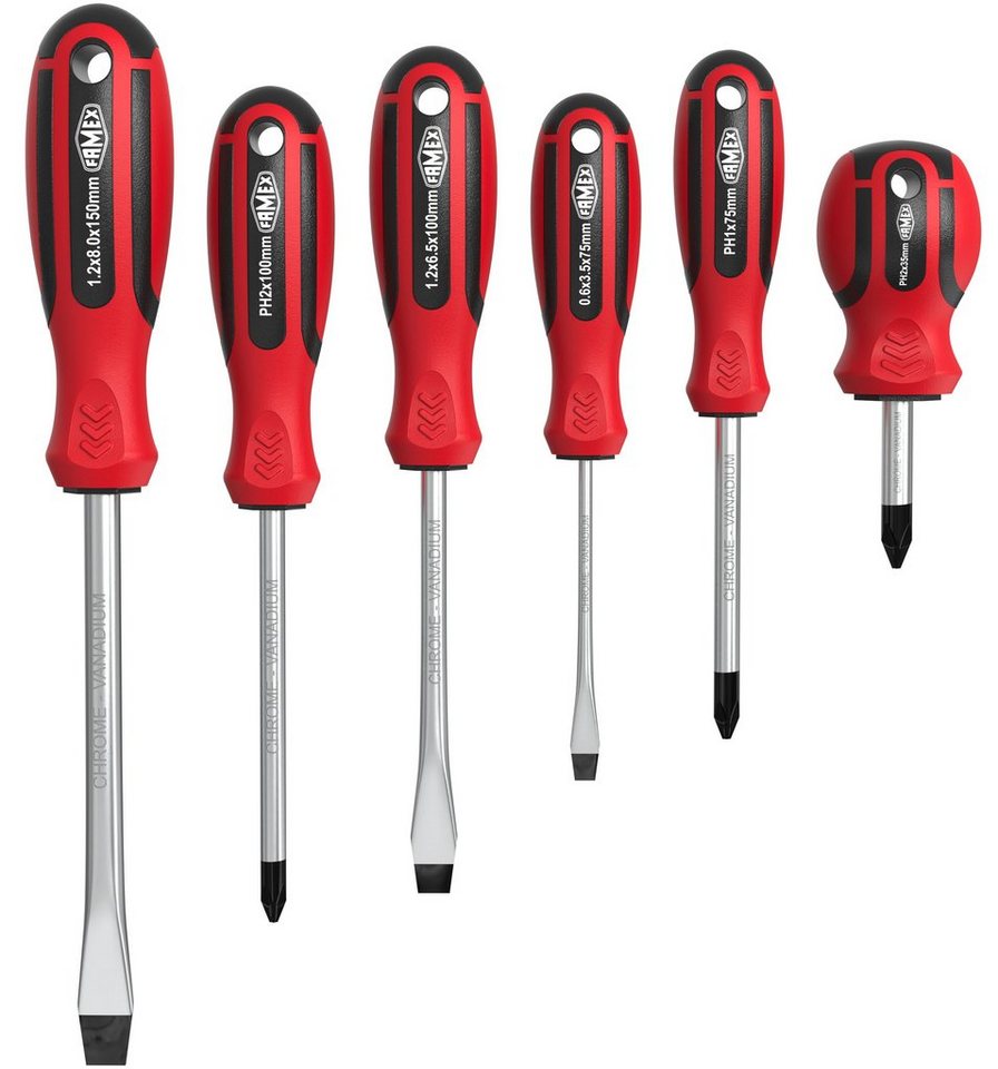FAMEX Schraubendreher 7751-6 Schraubenzieher Set 6-tlg., (Schraubendreher, Schraubendreher), aus CV-Stahl, magnetischen Spitzen, Satz von FAMEX
