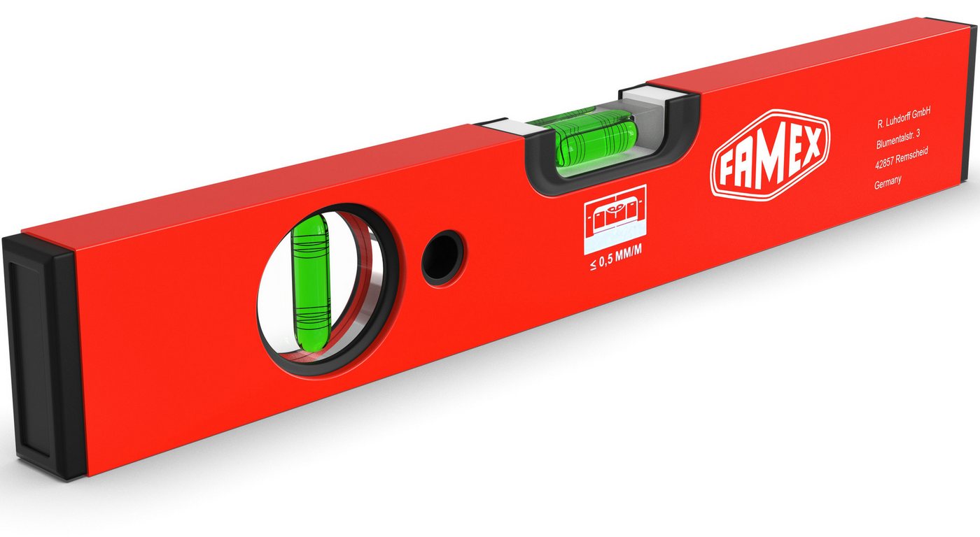 FAMEX Wasserwaage 12786 Magnetwasserwaage PRO, (aus Leichtmetall), magnetisch, 30cm, 2 Libellen von FAMEX