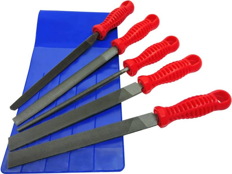 FAMEX Werkstattfeile FAMEX 8114-5 Werkstatt Feilen Satz 5-teilig für Metall und Holz, Flachfeile, Halbrundfeile, Dreikantfeile, Rundfeile, Feilenlänge 200mm, (Werkstattfeilen, 5 St), Hohe Qualität von FAMEX