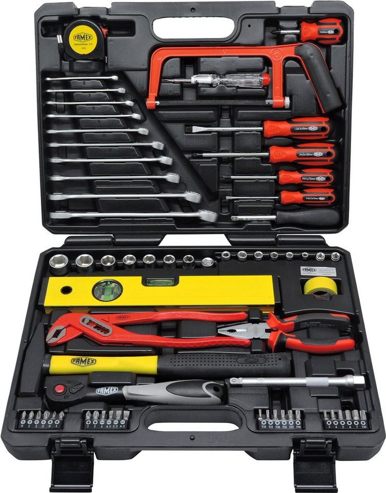 FAMEX Werkzeugset 145-48 Werkzeugkoffer gefüllt mit Werkzeug Set, (Komplett, 67-St), für den Heimwerker von FAMEX