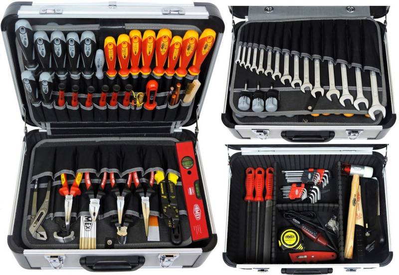 FAMEX Werkzeugset 418-88 Werkzeugkiste mit Profi Werkzeug, (Werkzeugkasten, 128-tlg), PROFESSIONAL, CV-Stahl, Kapazität 30 kg von FAMEX