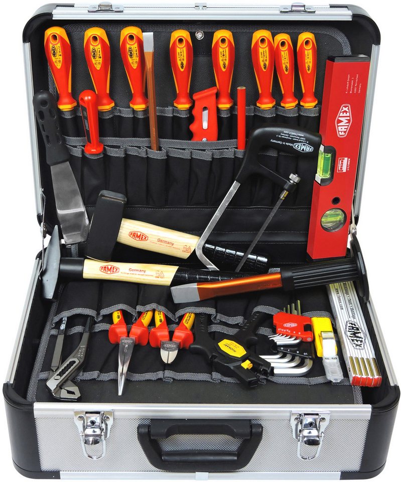 FAMEX Werkzeugset 436-10 Elektriker Werkzeugkoffer, (Werkzeugkoffer, 31-tlg., Werkzeugbox, 30kg Kapazität), 30kg Kapazität, Platz für weitere Werkzeuge, PROFI von FAMEX